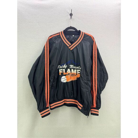 Vintage Rocky Mountain Flame Baseball Windbreaker Sports Jacket Size Medium Stun - Picture 1 of 12